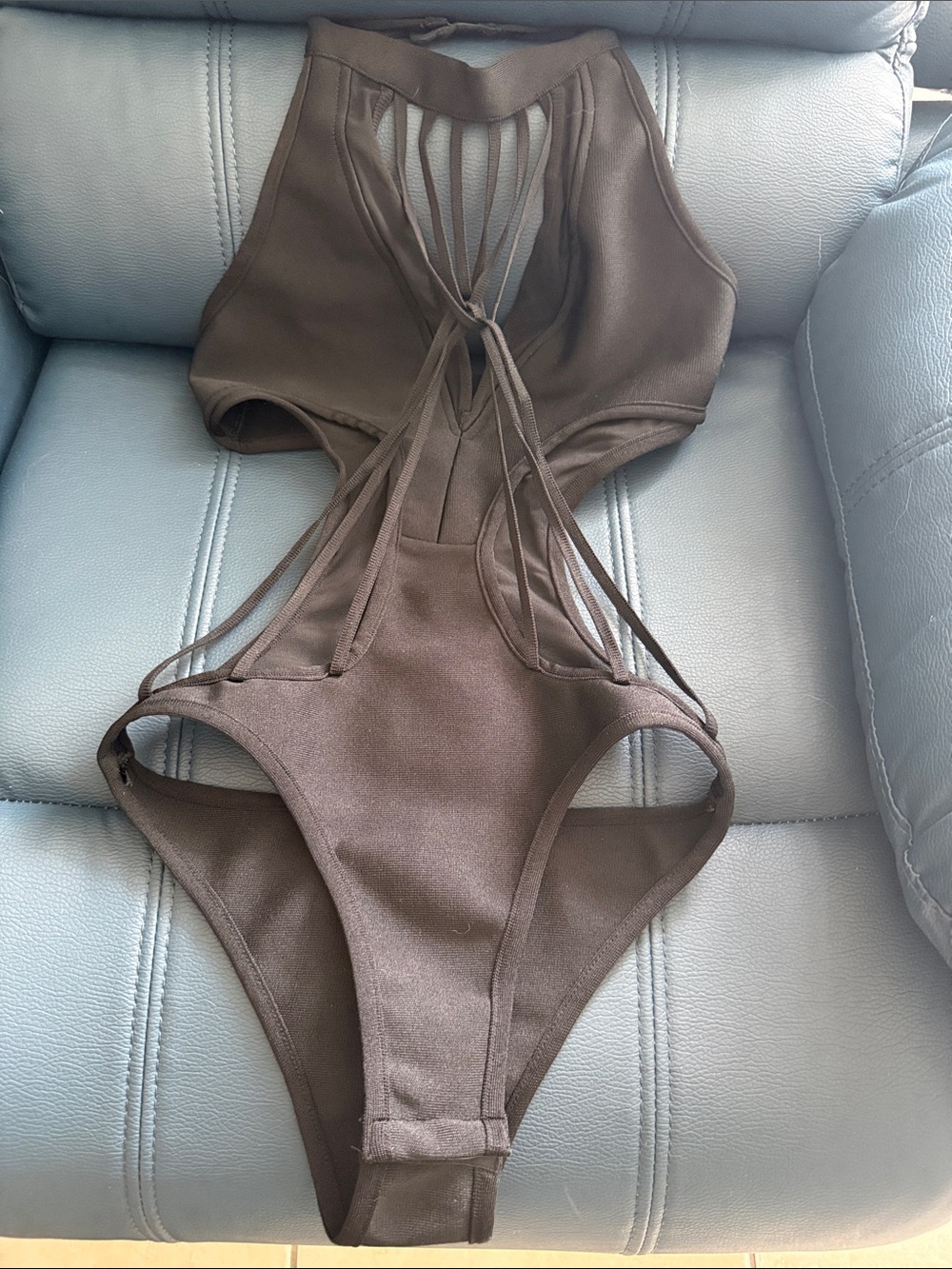Fashion Nova Black Strappy Cutout Bodysuit